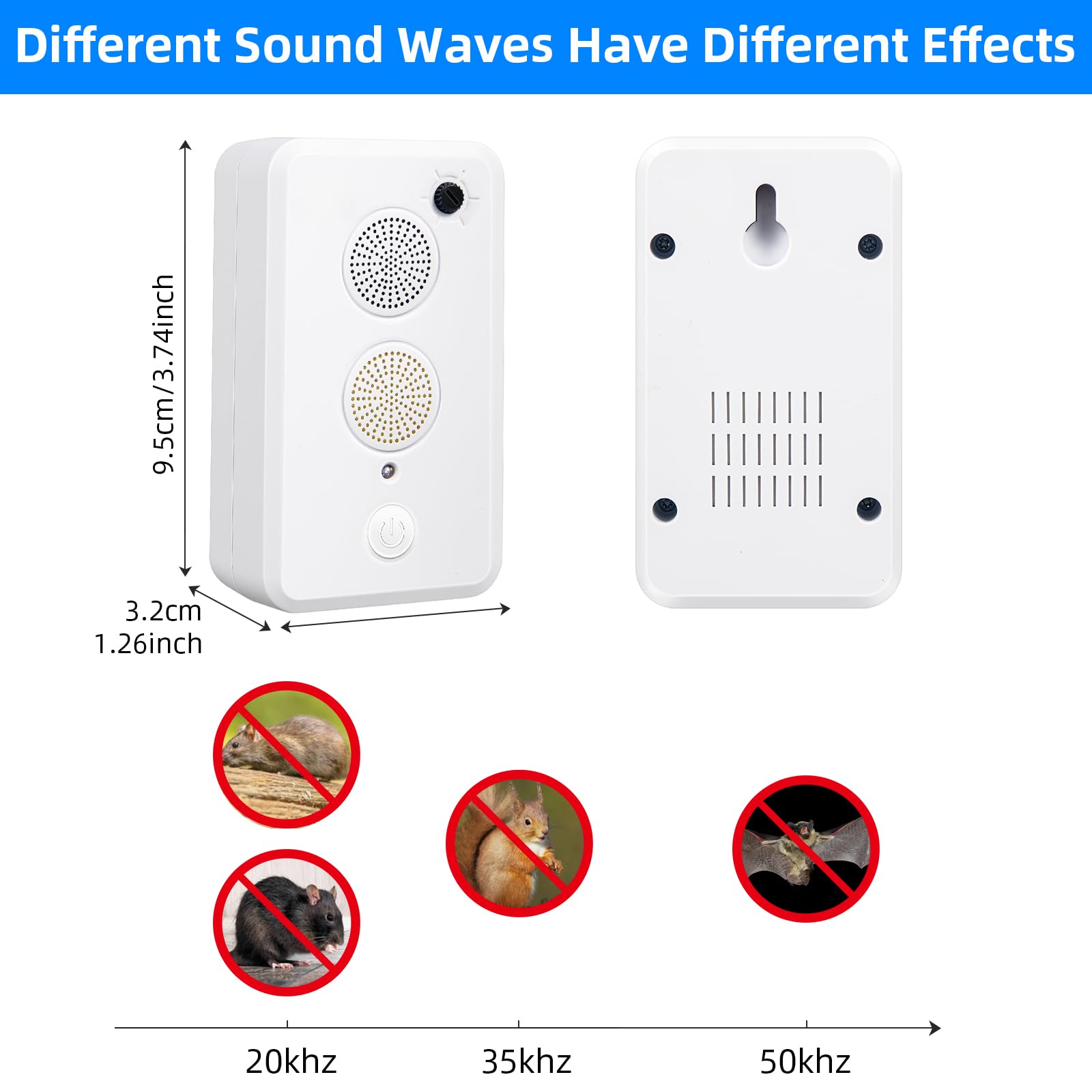 Ultrasonic Bat Repellent Devices for Attic Porch House,Adjustable Bat Deterrent System,Rechargeable Bats Exclusion Device for Indoor Outdoor Use,Friendly to Human and Pet,2 Pack