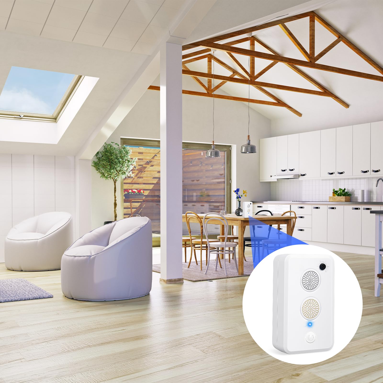 Ultrasonic Bat Repellent Devices for Attic Porch House,Adjustable Bat Deterrent System,Rechargeable Bats Exclusion Device for Indoor Outdoor Use,Friendly to Human and Pet,2 Pack