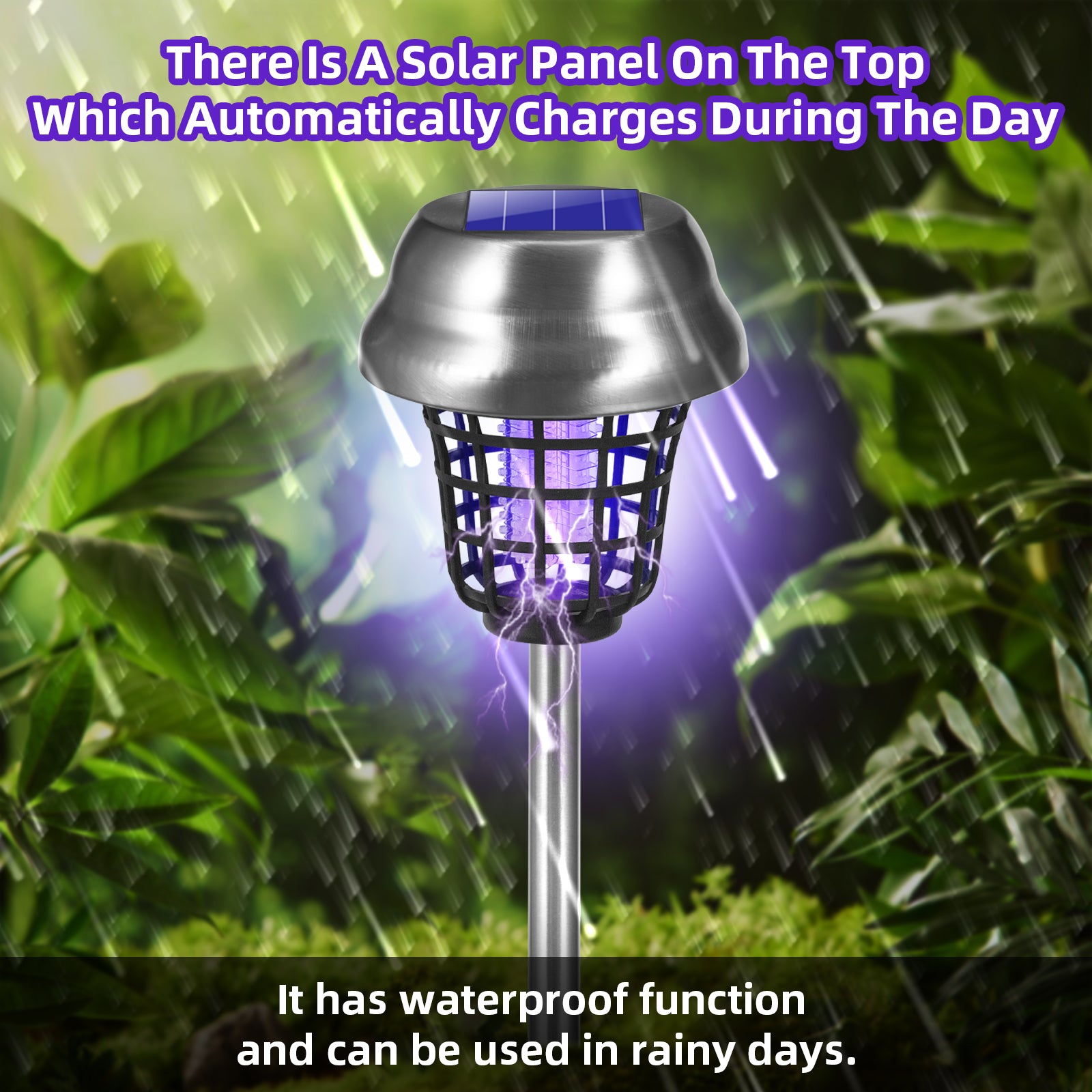 Solar Bug Zapper Outdoor, Mosquito Killer, Fly Traps Gnat Zapper for Bug Fly Gnat Small Flying Insect, Waterproof Mosquito Repellent for Patio Yard Garden Farm(4Pack)